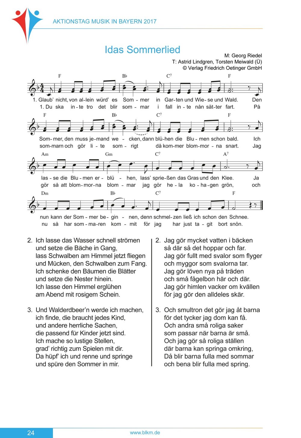 musik georg riedel text astrid lindgren torsten meiwald übersetzung